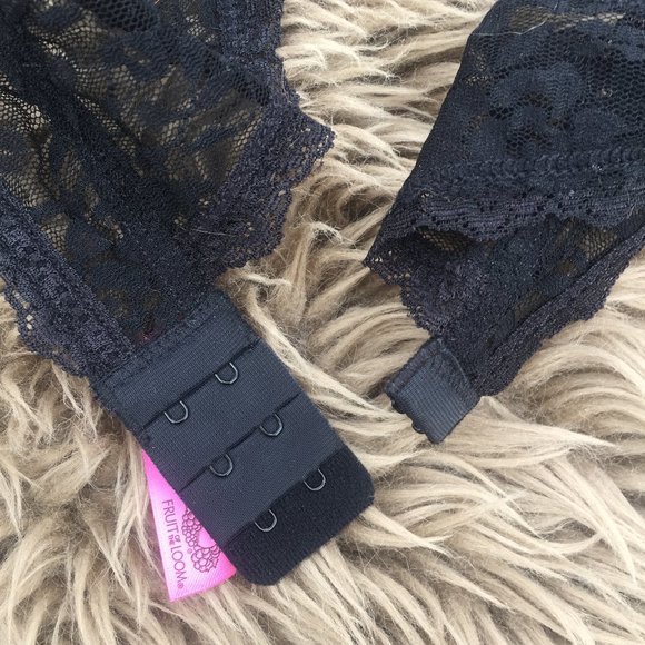 NWT Fruit of the Loom black lace push up bra - 34B - Picture 6 of 6
